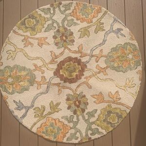 100% VIRGIN WOOL RUG HAND HOOKED - 3.9 x 3.9 ROUND